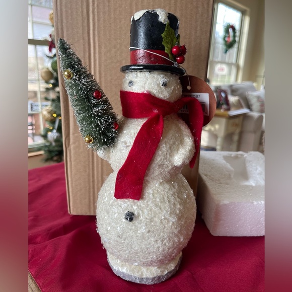 Ragon House Collectible 10.5” Holly Adorned Hat Snowman - Picture 1 of 7